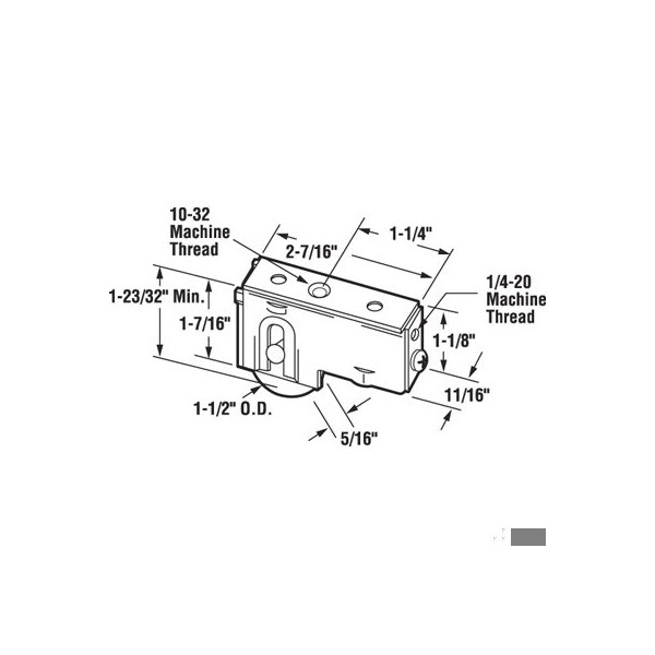 Sliding Door Roller Assembly, 1-1/2 In. Diameter Ball Bearing Roller, Stainless Steel